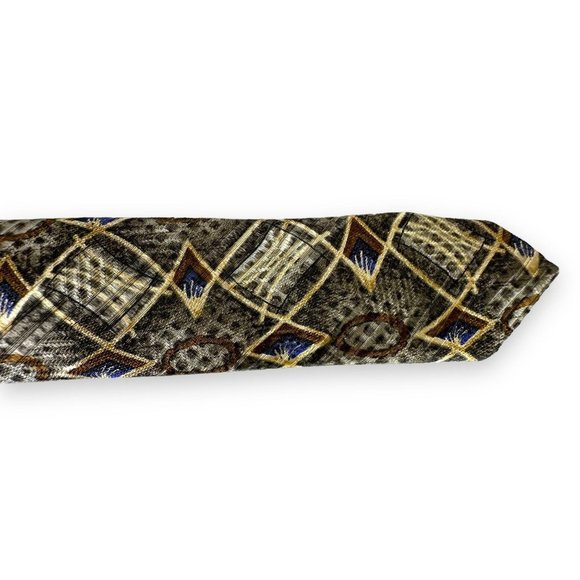 Robert Talbott BOC Men's Tie Size 4 x 58.5 Brown Gold Blue 100% Silk Jacobson's - Picture 7 of 11